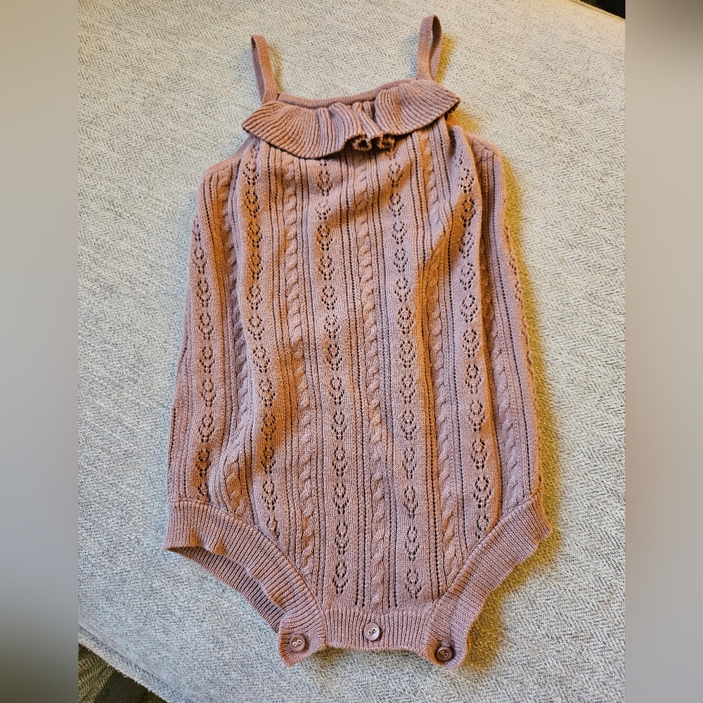 Jamie Kay, pointelle knit romper, 6-12m